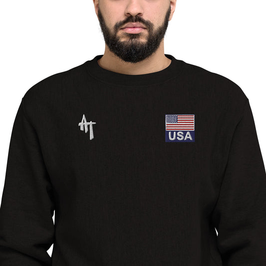 Embroidered Men's Champion Sweatshirt: AT x USA x TORRES