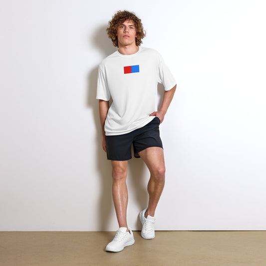 DTG Unisex performance crew neck t-shirt: Red and Blue Tatami