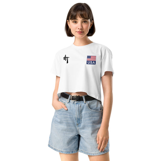 DTG Women’s crop top: AT x USA